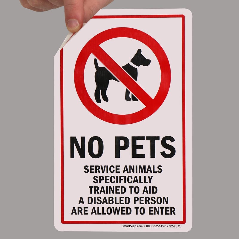 SmartSign â€œNo Pets, Service Animals Specifically Trained To Aid A Disabled Person Are Allowed To Enterâ€ Glass Door Decal | 8"x5" Polyester - Image 5